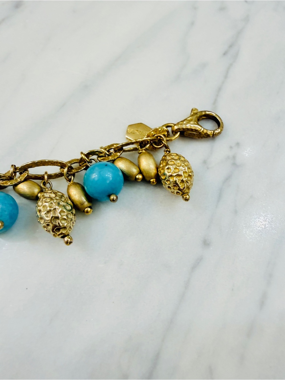 Etrusca Sterling Silver & 18K Gold Overlay Turquoise Charm Bracelet – Italy - Picture 7 of 15